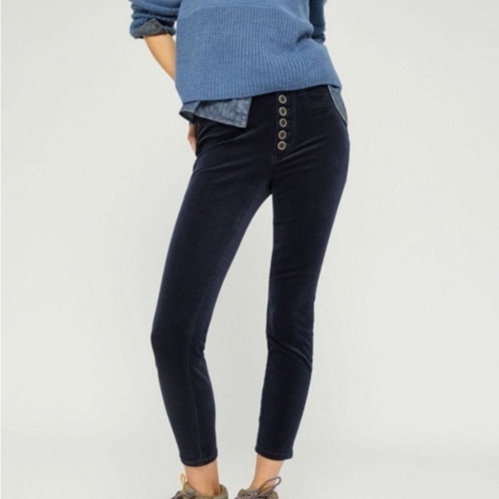 Anthropologie PILCRO Button Fly High-Rise Skinny Corduroy Pants Women's 30 Navy